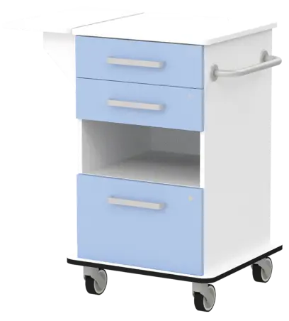 VIZITA 02 N mobilní vozík vizitový, korpus bílý, čílka blankyt