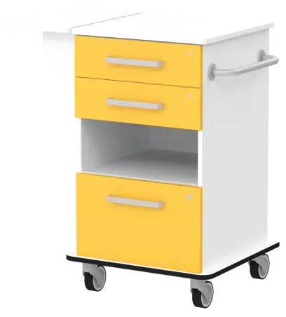 VIZITA 02 N mobilní vozík vizitový, korpus bílý, čílka žlutá odio