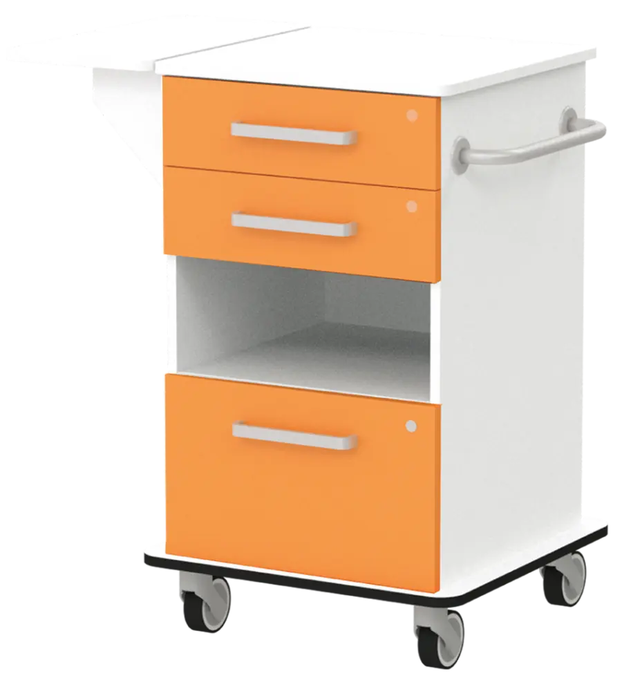 VIZITA 02 N mobilní vozík vizitový, korpus bílý, čílka pomeranč