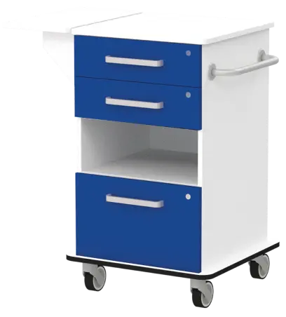 VIZITA 02 N mobilní vozík vizitový, korpus bílý, čílka královsky modré