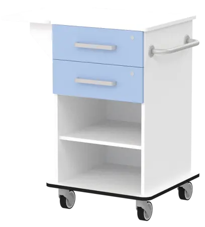 VIZITA 01 N mobilní vozík vizitový, korpus bílý, čílka blankyt