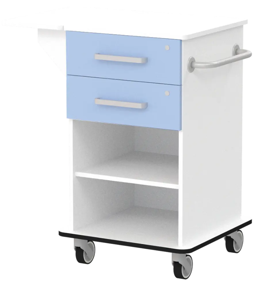 VIZITA 01 N mobilní vozík vizitový, korpus bílý, čílka blankyt