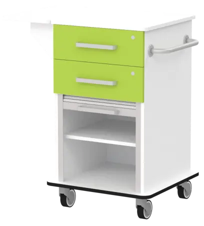 VIZITA 01 R mobilní vozík vizitový, korpus bílý, čílka jarní zeleň