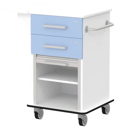 VIZITA 01 R mobilní vozík vizitový, korpus bílý, čílka blankyt