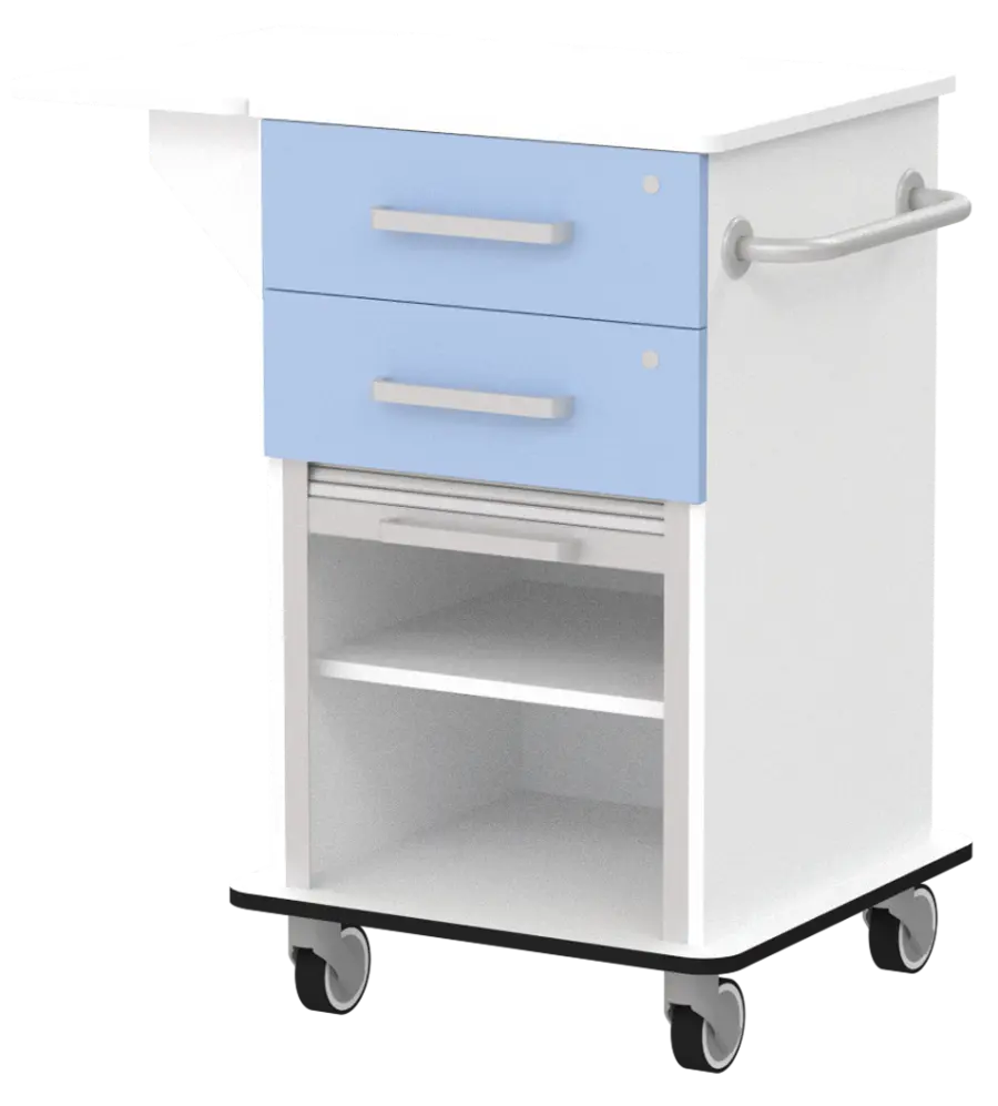 VIZITA 01 R mobilní vozík vizitový, korpus bílý, čílka blankyt