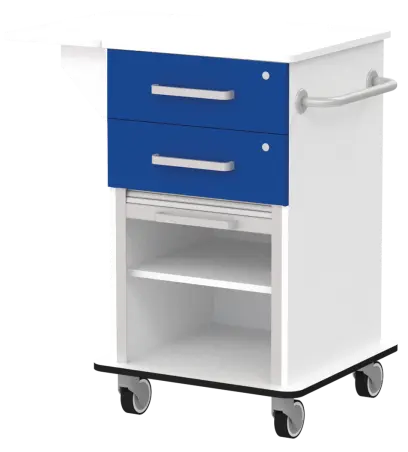 VIZITA 01 R mobilní vozík vizitový, korpus bílý, čílka královsky modré