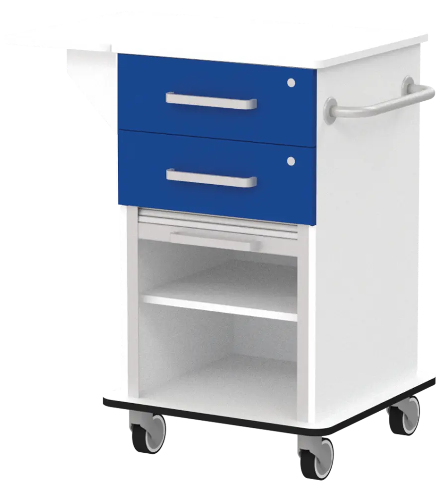 VIZITA 01 R mobilní vozík vizitový, korpus bílý, čílka královsky modré