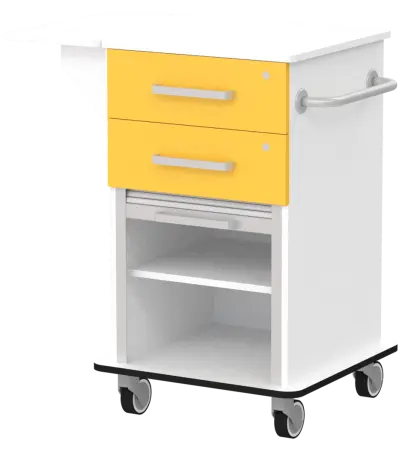 VIZITA 01 R mobilní vozík vizitový, korpus bílý, čílka žlutá odio