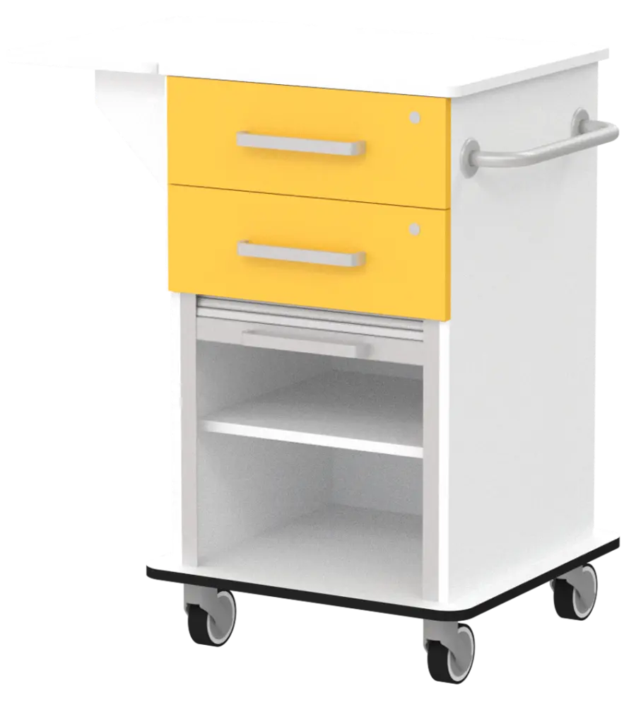 VIZITA 01 R mobilní vozík vizitový, korpus bílý, čílka žlutá odio