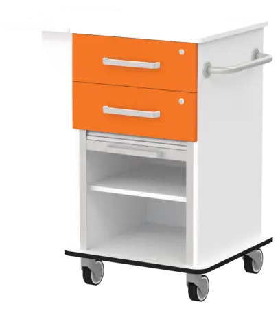 VIZITA 01 R mobilní vozík vizitový, korpus bílý, čílka pomeranč