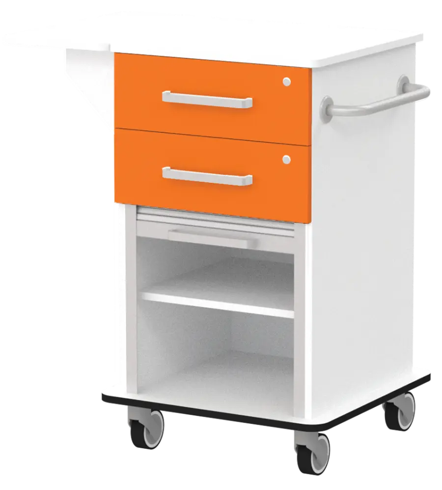 VIZITA 01 R mobilní vozík vizitový, korpus bílý, čílka pomeranč