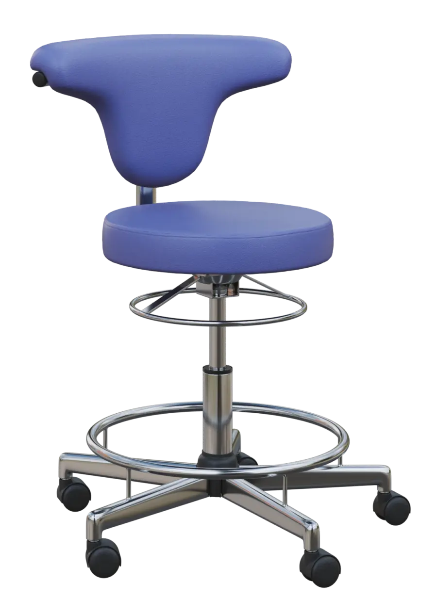 LZ 51 - židle lékařská, opěrný kruh na nohy, ekologická kůže, modrá