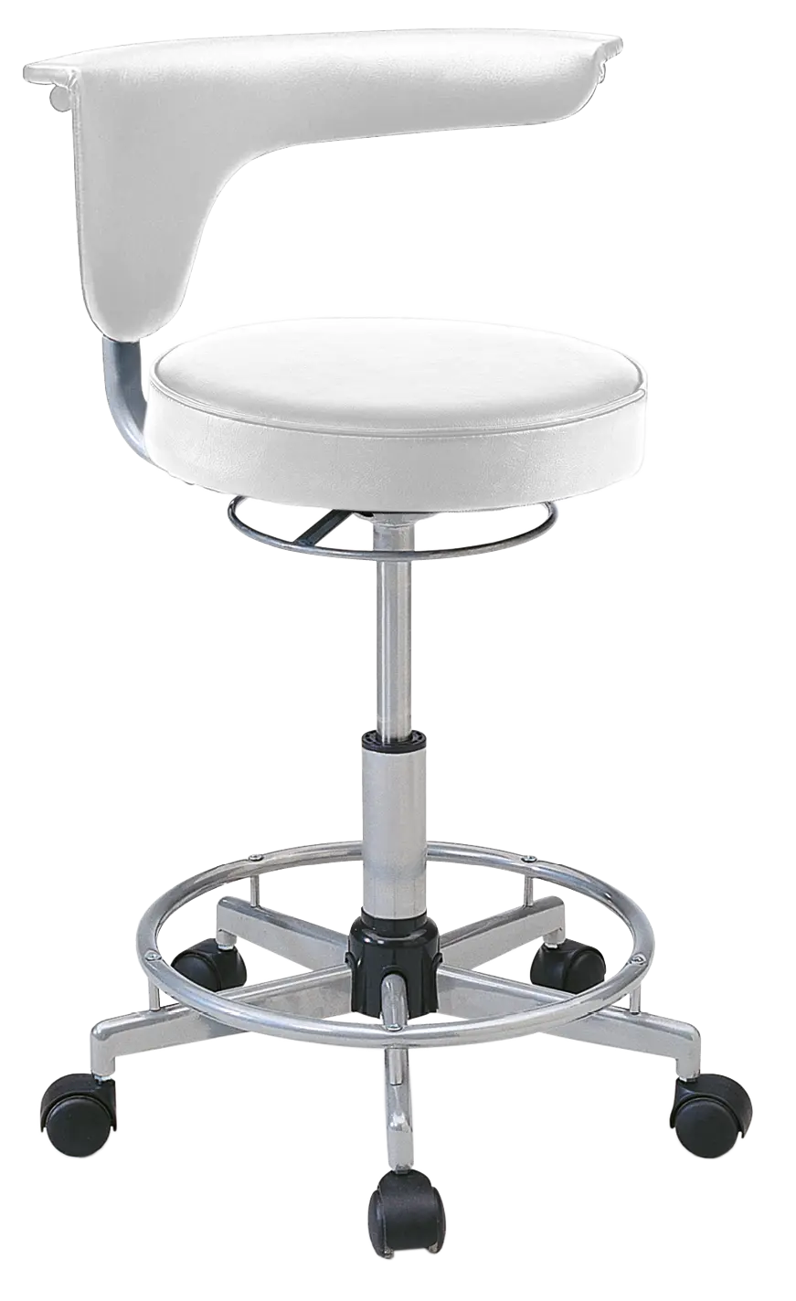 LZ 52 - židle lékařská, opěrný kruh na nohy, ekologická kůže, bílá