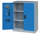DS - 191 - skříň úložná, 2 police, uzamykatelná, ocel, šedomodrá
