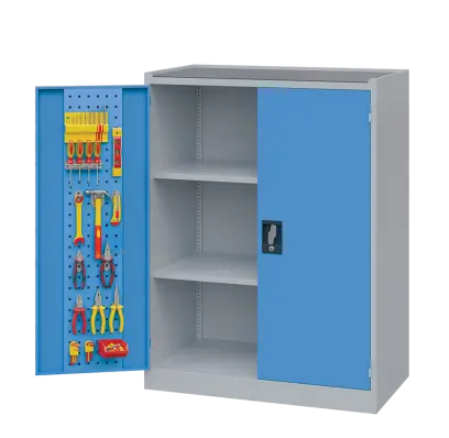 DS - 191 - skříň úložná, 2 police, uzamykatelná, ocel, šedomodrá