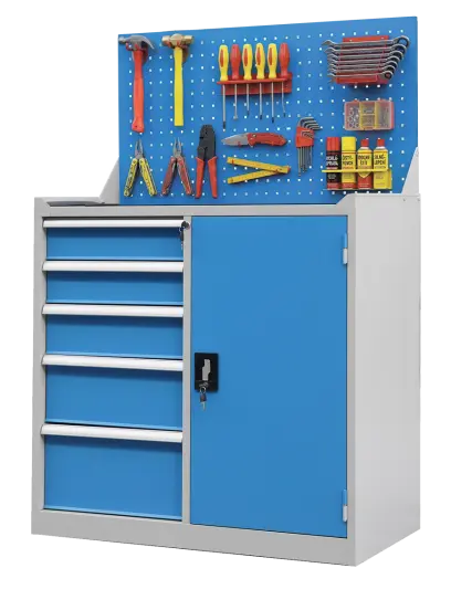 DS - 210 - skříň úložná, 5 zásuvek, závěsná deska, ocel, šedomodrá DS - 210 - skříň úložná, 5 zásuvek, závěsná deska, ocel, šedomodrá