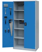 DS - 391 - skříň úložná s policemi, ocel, šedomodrá