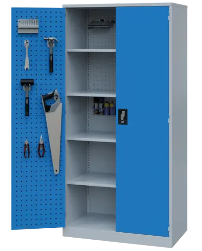 DS - 391 - skříň úložná s policemi, ocel, šedomodrá