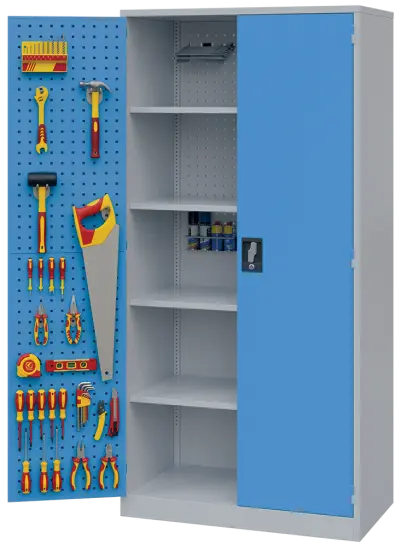 DS - 391 - skříň úložná s policemi, ocel, šedomodrá