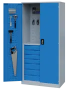 DS - 392 - skříň úložná, 7 zásuvek, uzamykatelná, ocel, šedomodrá