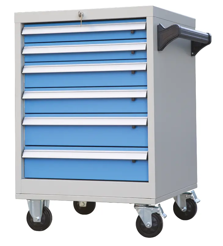 DVZ - 406 - vozík úložný, 6 zásuvek, ocel, šedomodrý