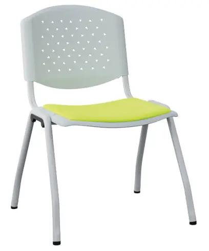 ARIZONA - ST židle konferenční, kostra stříbrná, perforovaný opěrák, koženka zelená