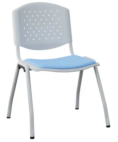 ARIZONA - ST židle konferenční, kostra stříbrná, perforovaný opěrák, koženka modrá