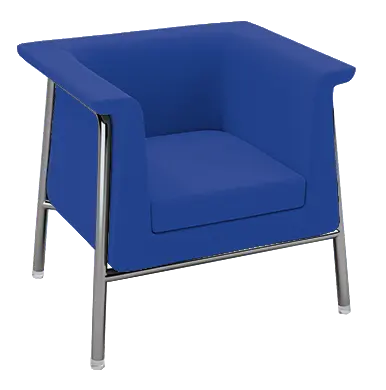BARCELONA - 1, křeslo, čalouněné, látka, SUE 7 modrá, podnož chrom