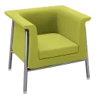 BARCELONA - 1, křeslo, čalouněné, koženka, AN 079 citrónově zelená, podnož chrom