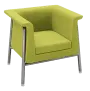 BARCELONA - 1, křeslo, čalouněné, koženka, AN 079 citrónově zelená, podnož chrom