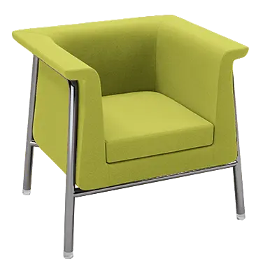 BARCELONA - 1, křeslo, čalouněné, koženka, AN 079 citrónově zelená, podnož chrom