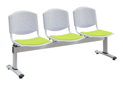 ARIZONA-3, plastová lavice do čekárny, 3-sedák, zelená, kostra stříbrná
