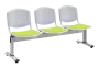 ARIZONA-3, plastová lavice do čekárny, 3-sedák, zelená, kostra stříbrná
