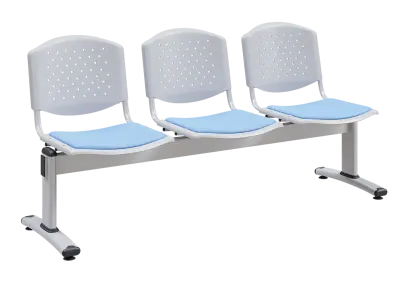 ARIZONA-3, plastová lavice do čekárny, 3-sedák, modrá, kostra stříbrná