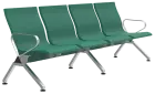 SPACE - 4, polyuretanová lavice do čekárny, 4-sedák, zelená, kostra stříbrná