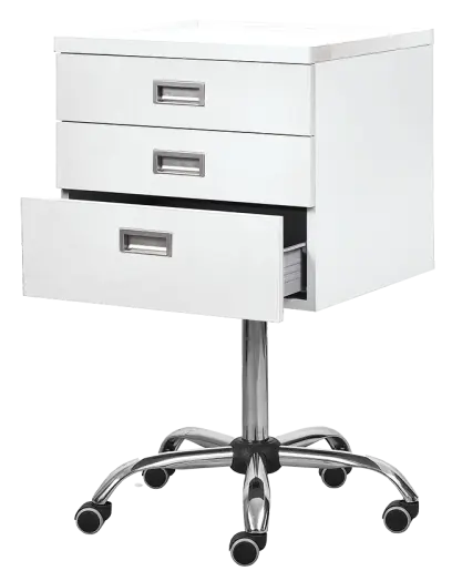 DENTAL N3, asistenční vozík, bílý korpus, čílka bílá