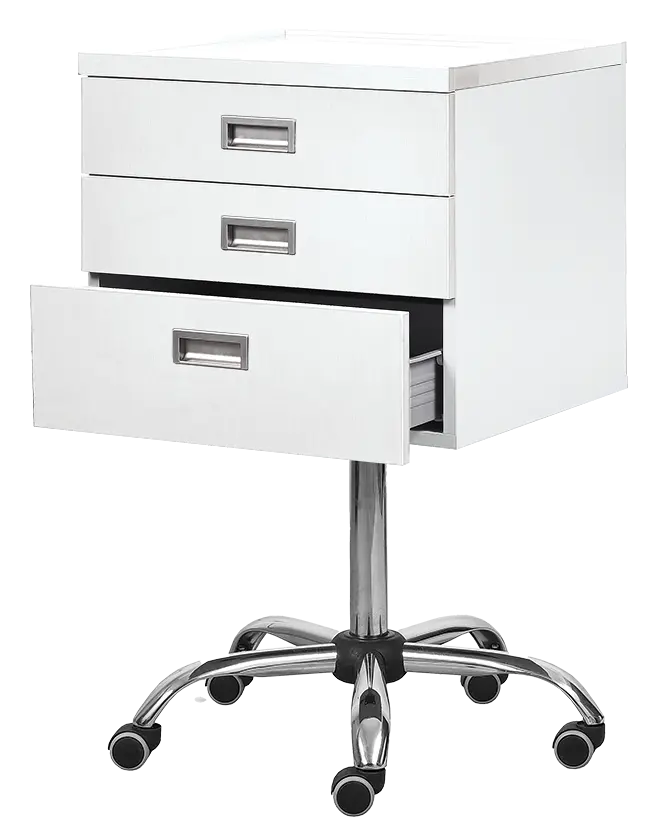 DENTAL N3, asistenční vozík, bílý korpus, čílka bílá