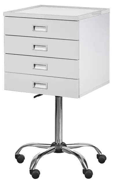 DENTAL N4, asistenční vozík, bílý korpus, čílka bílá