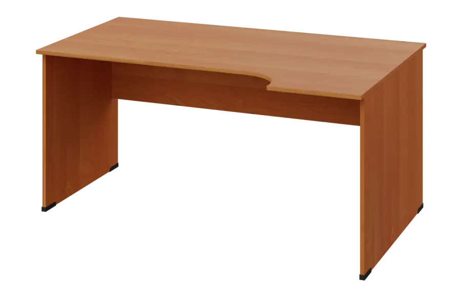 ERL 18 - 164 stůl kancelářský, rohový, pravý, dřevěná podnož, deska 18 mm, široký 1600 mm, olše jantar