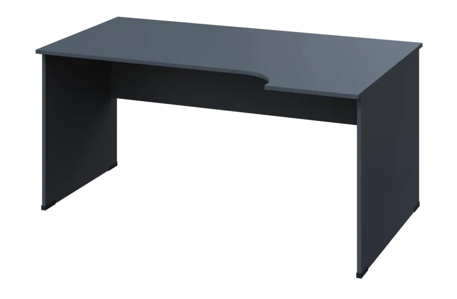 ERL 18 - 164 stůl kancelářský, rohový, pravý, dřevěná podnož, deska 18 mm, široký 1600 mm, antracit