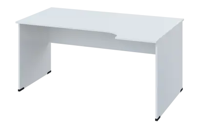 ERL 28 - 164 stůl kancelářský, rohový, pravý, dřevěná podnož, deska 25 mm, široký 1600 mm, bílá