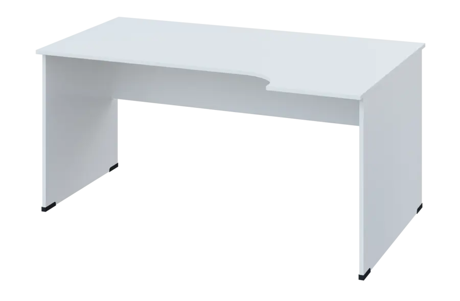 ERL 28 - 164 stůl kancelářský, rohový, pravý, dřevěná podnož, deska 25 mm, široký 1600 mm, bílá