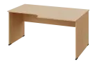 ERL 28 - 168 stůl kancelářský, rohový, pravý, dřevěná podnož, deska 25 mm, široký 1600 mm, bříza svě
