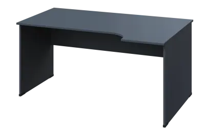 ERL 28 - 164 stůl kancelářský, rohový, pravý, dřevěná podnož, deska 25 mm, široký 1600 mm, antracit