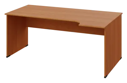 ERL 18 - 184 stůl kancelářský, rohový, pravý, dřevěná podnož, deska 18 mm, široký 1800 mm, olše jantar