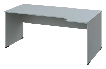 ERL 28 - 184 stůl kancelářský, rohový, pravý, dřevěná podnož, deska 25 mm, široký 1800 mm, šedá