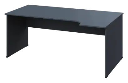 ERL 28 - 184 stůl kancelářský, rohový, pravý, dřevěná podnož, deska 25 mm, široký 1800 mm, antracit