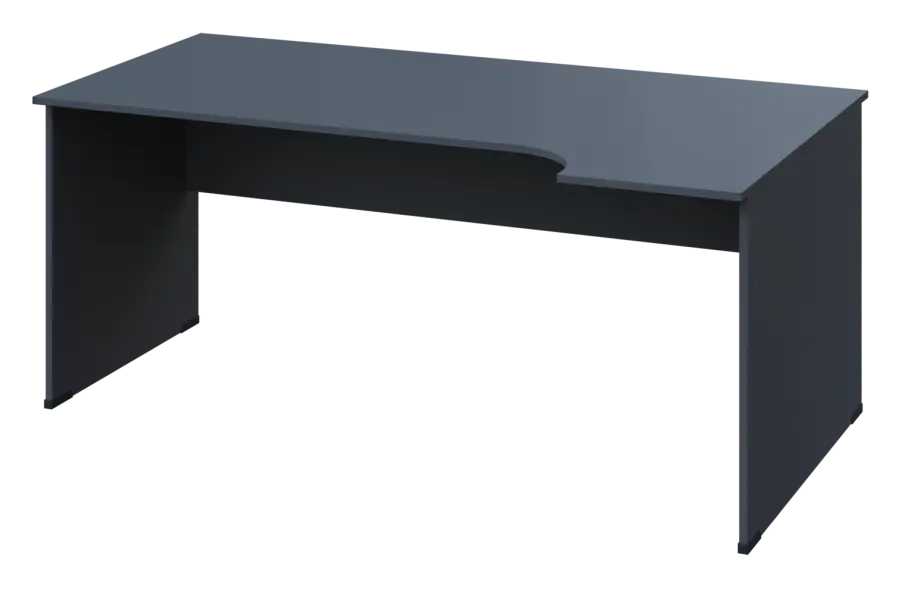 ERL 28 - 184 stůl kancelářský, rohový, pravý, dřevěná podnož, deska 25 mm, široký 1800 mm, antracit