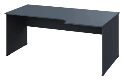 ERL 28 - 186 stůl kancelářský, rohový, pravý, dřevěná podnož, deska 25 mm, široký 1800 mm, antracit