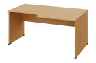 ERL 28 - 168 stůl kancelářský, rohový, pravý, dřevěná podnož, deska 25 mm, široký 1600 mm, javor hor